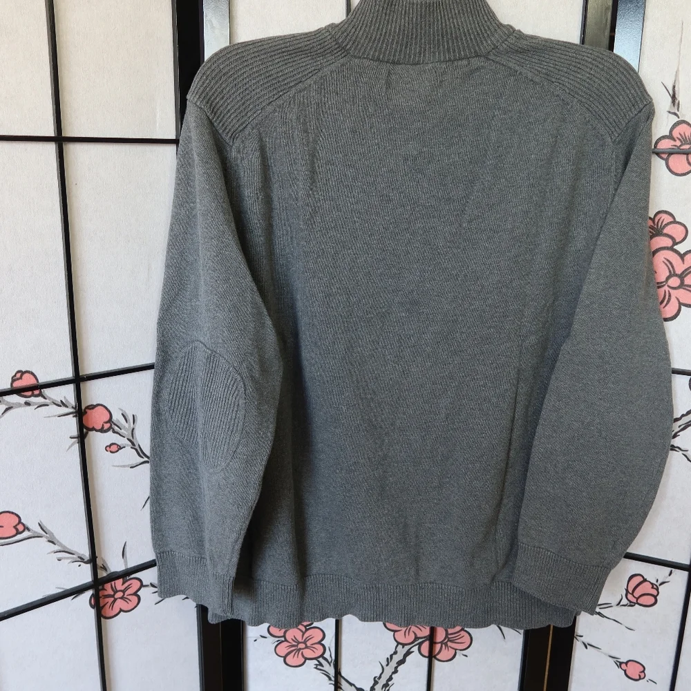 Tasso Elba Gray Quarter Zip Sweater with Stand-Up Collar Size XL